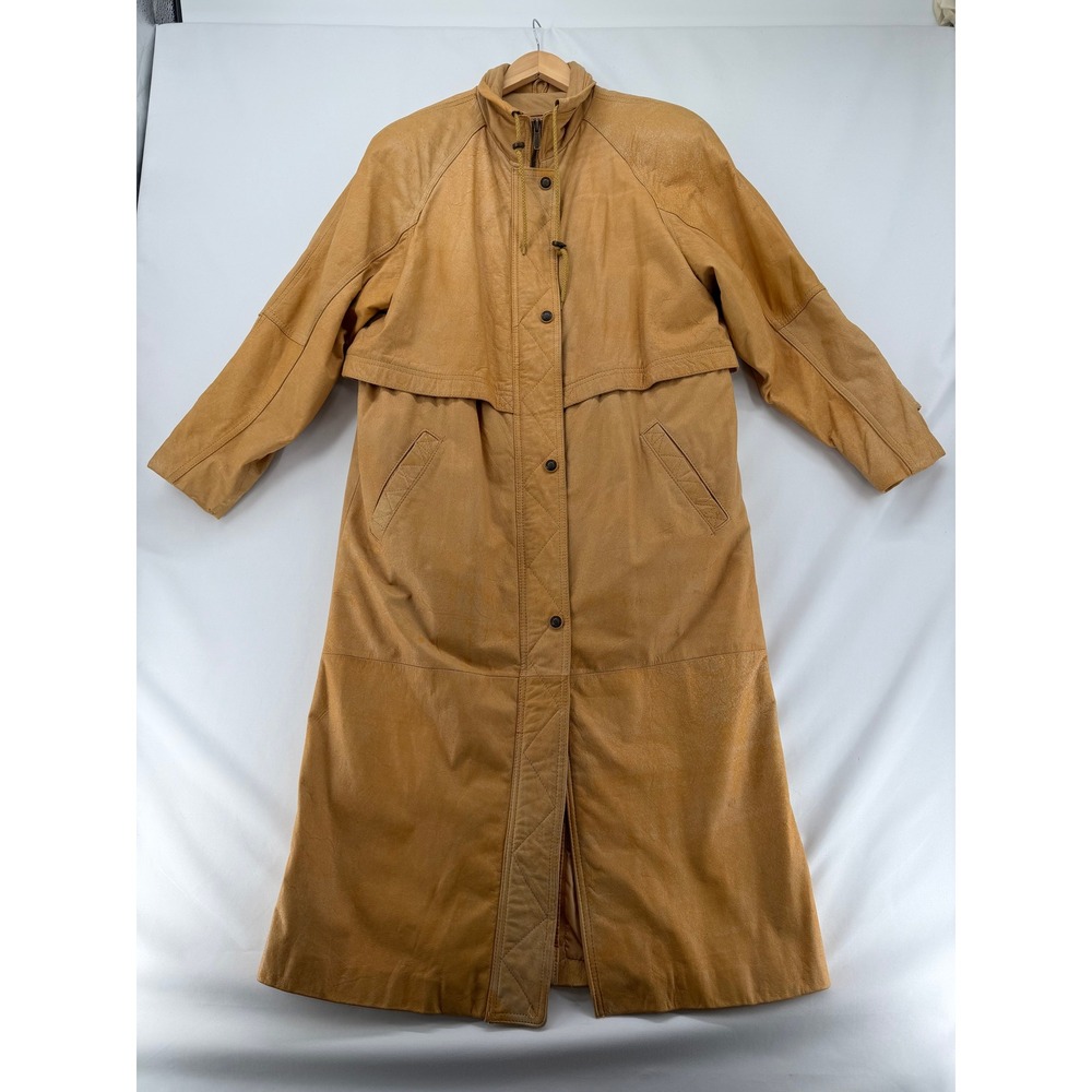Vintage Adventure Bound Originals Wilsons Leather Duster Coat Tan Trench Women M